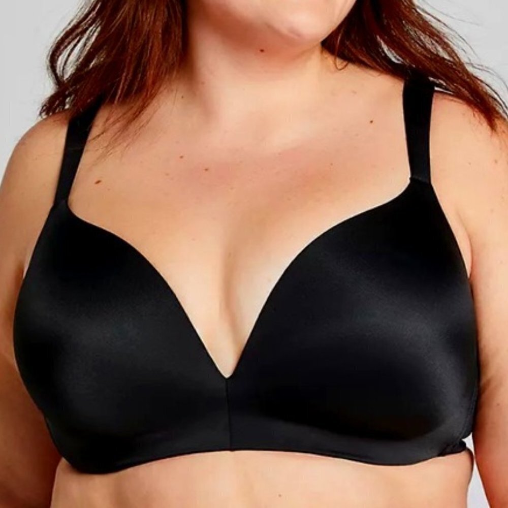 Cacique Plunge Push Up‎ Bra Size 42C Padding Lingerie Wire Black Satin